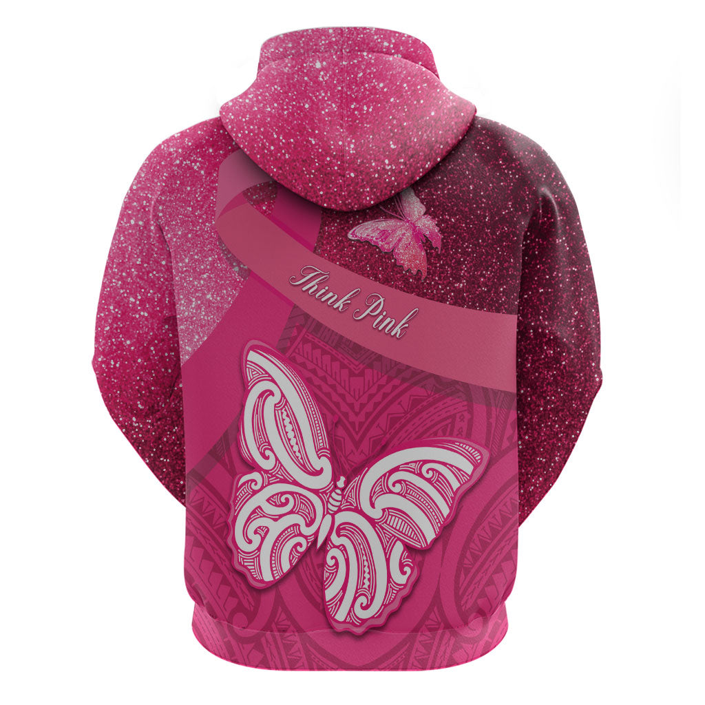 New Zealand Breast Cancer Awareness Hoodie Pink Ribbon Butterfly Maori Pattern