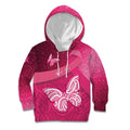 New Zealand Breast Cancer Awareness Kid Hoodie Pink Ribbon Butterfly Maori Pattern