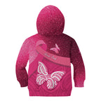 New Zealand Breast Cancer Awareness Kid Hoodie Pink Ribbon Butterfly Maori Pattern