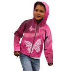 New Zealand Breast Cancer Awareness Kid Hoodie Pink Ribbon Butterfly Maori Pattern