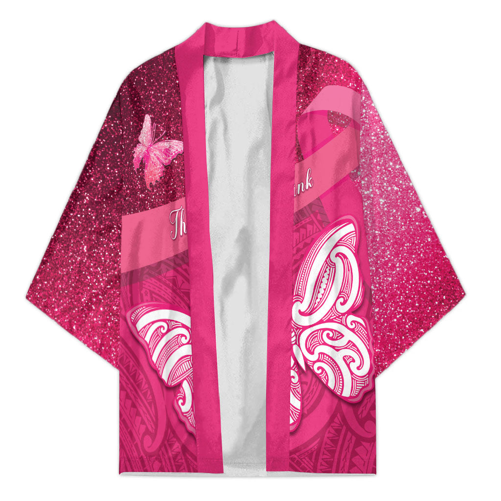 New Zealand Breast Cancer Awareness Kimono Pink Ribbon Butterfly Maori Pattern