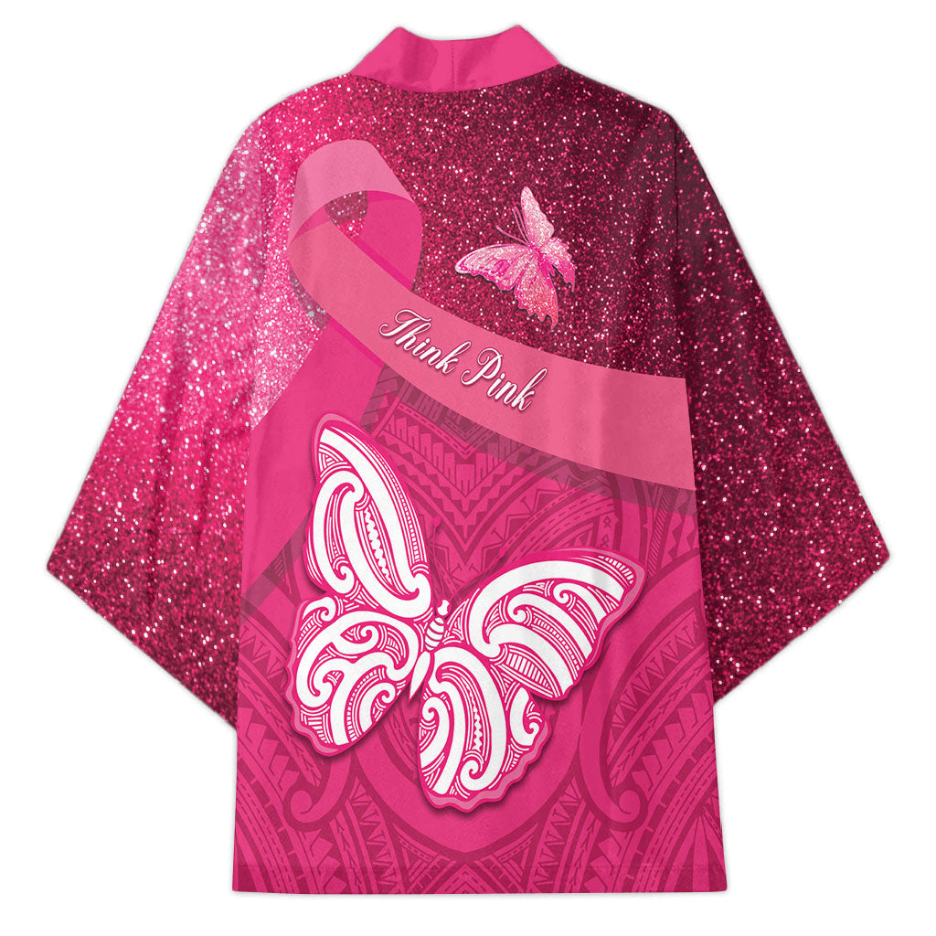 New Zealand Breast Cancer Awareness Kimono Pink Ribbon Butterfly Maori Pattern