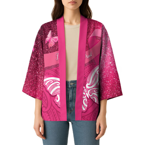 New Zealand Breast Cancer Awareness Kimono Pink Ribbon Butterfly Maori Pattern