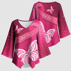 New Zealand Breast Cancer Awareness Kimono Sleeve Blouse Pink Ribbon Butterfly Maori Pattern