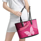 New Zealand Breast Cancer Awareness Leather Tote Bag Pink Ribbon Butterfly Maori Pattern