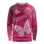 New Zealand Breast Cancer Awareness Long Sleeve Shirt Pink Ribbon Butterfly Maori Pattern
