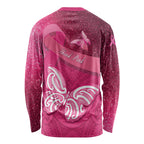 New Zealand Breast Cancer Awareness Long Sleeve Shirt Pink Ribbon Butterfly Maori Pattern