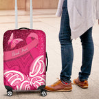 New Zealand Breast Cancer Awareness Luggage Cover Pink Ribbon Butterfly Maori Pattern