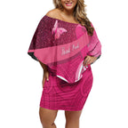 New Zealand Breast Cancer Awareness Off Shoulder Short Dress Pink Ribbon Butterfly Maori Pattern