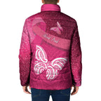 New Zealand Breast Cancer Awareness Padded Jacket Pink Ribbon Butterfly Maori Pattern