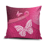 New Zealand Breast Cancer Awareness Pillow Cover Pink Ribbon Butterfly Maori Pattern