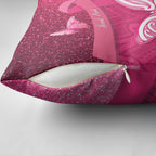 New Zealand Breast Cancer Awareness Pillow Cover Pink Ribbon Butterfly Maori Pattern