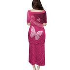 New Zealand Breast Cancer Awareness Puletasi Pink Ribbon Butterfly Maori Pattern