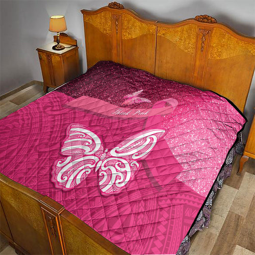 New Zealand Breast Cancer Awareness Quilt Pink Ribbon Butterfly Maori Pattern