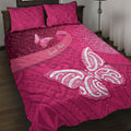 New Zealand Breast Cancer Awareness Quilt Bed Set Pink Ribbon Butterfly Maori Pattern