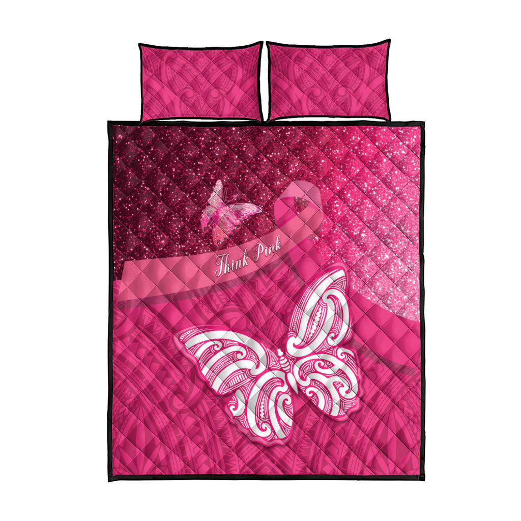 New Zealand Breast Cancer Awareness Quilt Bed Set Pink Ribbon Butterfly Maori Pattern