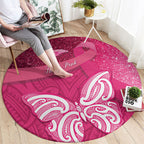 New Zealand Breast Cancer Awareness Round Carpet Pink Ribbon Butterfly Maori Pattern