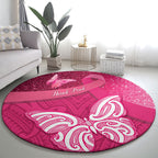 New Zealand Breast Cancer Awareness Round Carpet Pink Ribbon Butterfly Maori Pattern