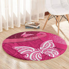 New Zealand Breast Cancer Awareness Round Carpet Pink Ribbon Butterfly Maori Pattern