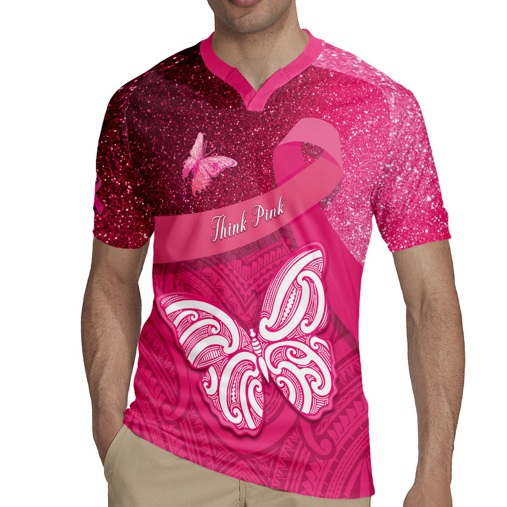 New Zealand Breast Cancer Awareness Rugby Jersey Pink Ribbon Butterfly Maori Pattern
