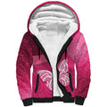 New Zealand Breast Cancer Awareness Sherpa Hoodie Pink Ribbon Butterfly Maori Pattern