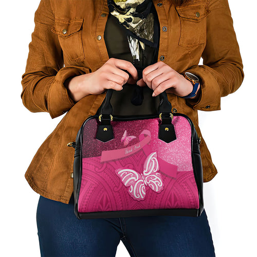 New Zealand Breast Cancer Awareness Shoulder Handbag Pink Ribbon Butterfly Maori Pattern