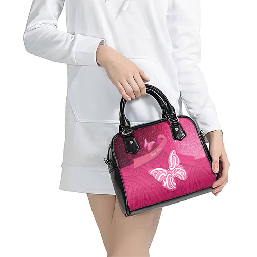 New Zealand Breast Cancer Awareness Shoulder Handbag Pink Ribbon Butterfly Maori Pattern