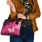 New Zealand Breast Cancer Awareness Shoulder Handbag Pink Ribbon Butterfly Maori Pattern