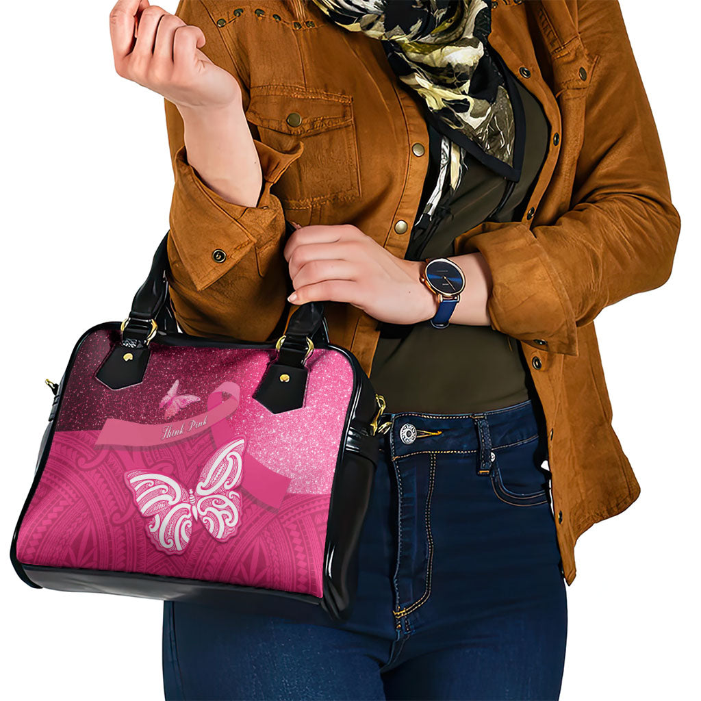New Zealand Breast Cancer Awareness Shoulder Handbag Pink Ribbon Butterfly Maori Pattern