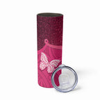 New Zealand Breast Cancer Awareness Skinny Tumbler Pink Ribbon Butterfly Maori Pattern