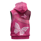 New Zealand Breast Cancer Awareness Sleeveless Hoodie Pink Ribbon Butterfly Maori Pattern
