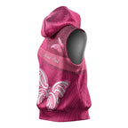 New Zealand Breast Cancer Awareness Sleeveless Hoodie Pink Ribbon Butterfly Maori Pattern