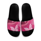 New Zealand Breast Cancer Awareness Slide Sandals Pink Ribbon Butterfly Maori Pattern