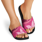 New Zealand Breast Cancer Awareness Slide Sandals Pink Ribbon Butterfly Maori Pattern