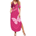 New Zealand Breast Cancer Awareness Summer Maxi Dress Pink Ribbon Butterfly Maori Pattern