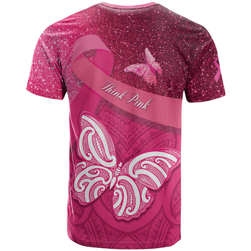 New Zealand Breast Cancer Awareness T Shirt Pink Ribbon Butterfly Maori Pattern