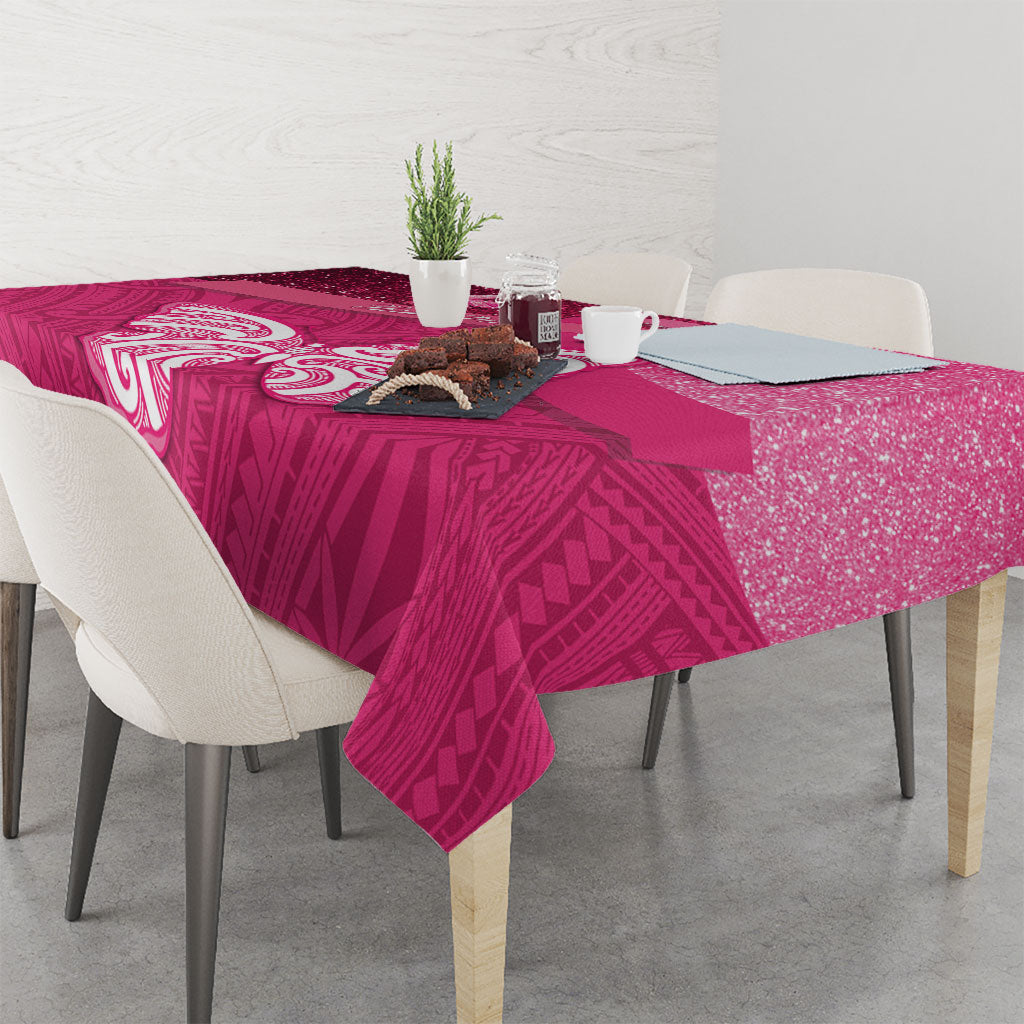 New Zealand Breast Cancer Awareness Tablecloth Pink Ribbon Butterfly Maori Pattern