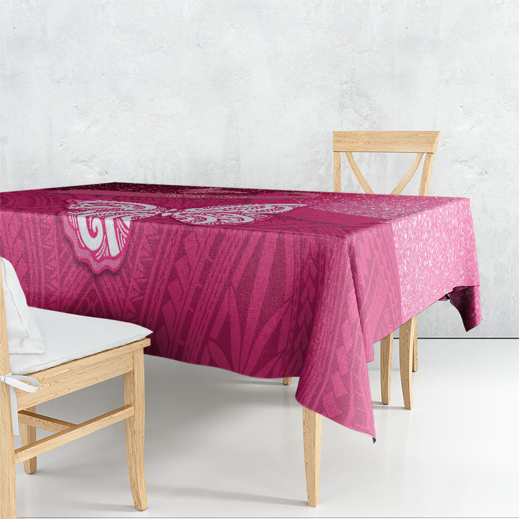 New Zealand Breast Cancer Awareness Tablecloth Pink Ribbon Butterfly Maori Pattern