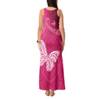 New Zealand Breast Cancer Awareness Tank Maxi Dress Pink Ribbon Butterfly Maori Pattern