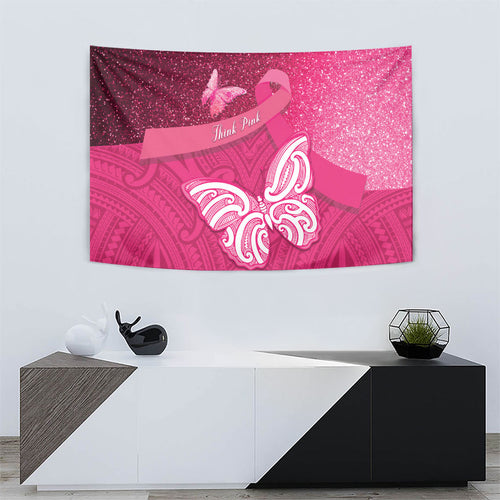 New Zealand Breast Cancer Awareness Tapestry Pink Ribbon Butterfly Maori Pattern