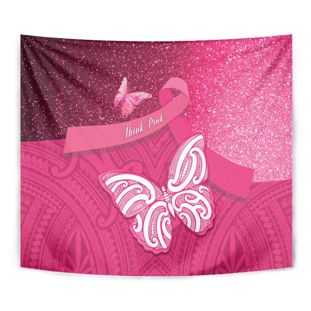 New Zealand Breast Cancer Awareness Tapestry Pink Ribbon Butterfly Maori Pattern
