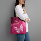 New Zealand Breast Cancer Awareness Tote Bag Pink Ribbon Butterfly Maori Pattern
