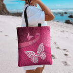 New Zealand Breast Cancer Awareness Tote Bag Pink Ribbon Butterfly Maori Pattern