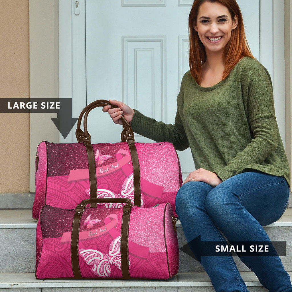 New Zealand Breast Cancer Awareness Travel Bag Pink Ribbon Butterfly Maori Pattern