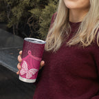 New Zealand Breast Cancer Awareness Tumbler Cup Pink Ribbon Butterfly Maori Pattern
