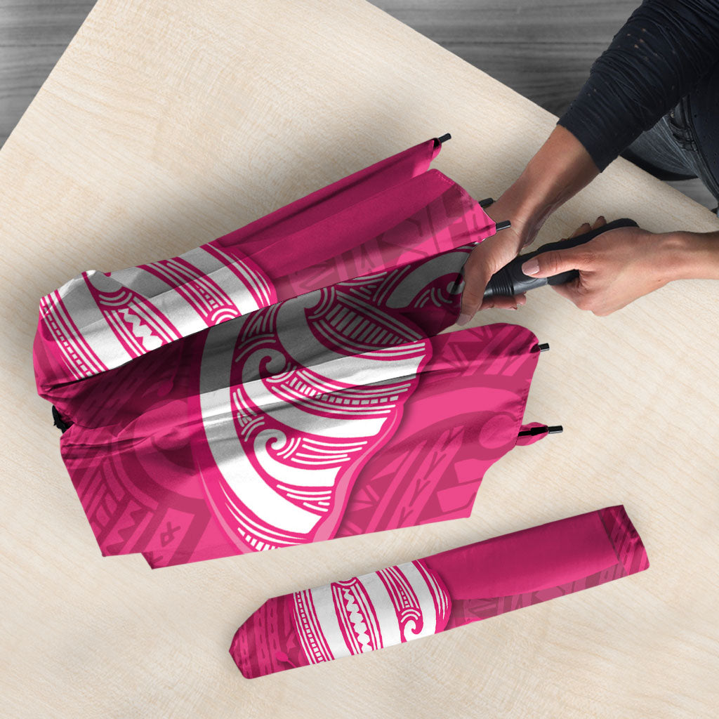 New Zealand Breast Cancer Awareness Umbrella Pink Ribbon Butterfly Maori Pattern