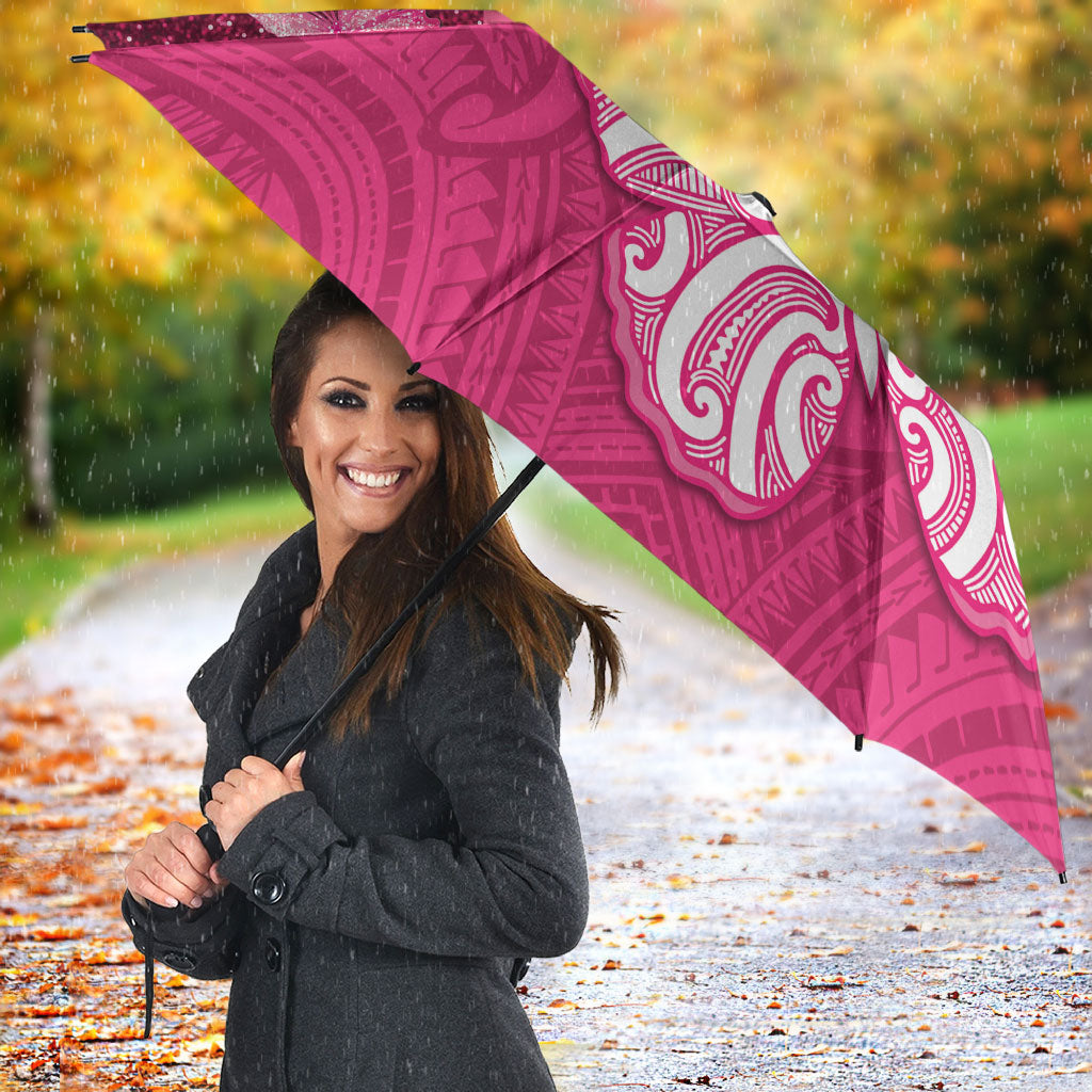 New Zealand Breast Cancer Awareness Umbrella Pink Ribbon Butterfly Maori Pattern