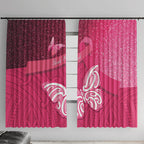 New Zealand Breast Cancer Awareness Window Curtain Pink Ribbon Butterfly Maori Pattern