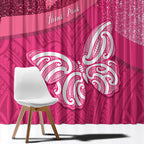 New Zealand Breast Cancer Awareness Window Curtain Pink Ribbon Butterfly Maori Pattern