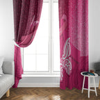 New Zealand Breast Cancer Awareness Window Curtain Pink Ribbon Butterfly Maori Pattern